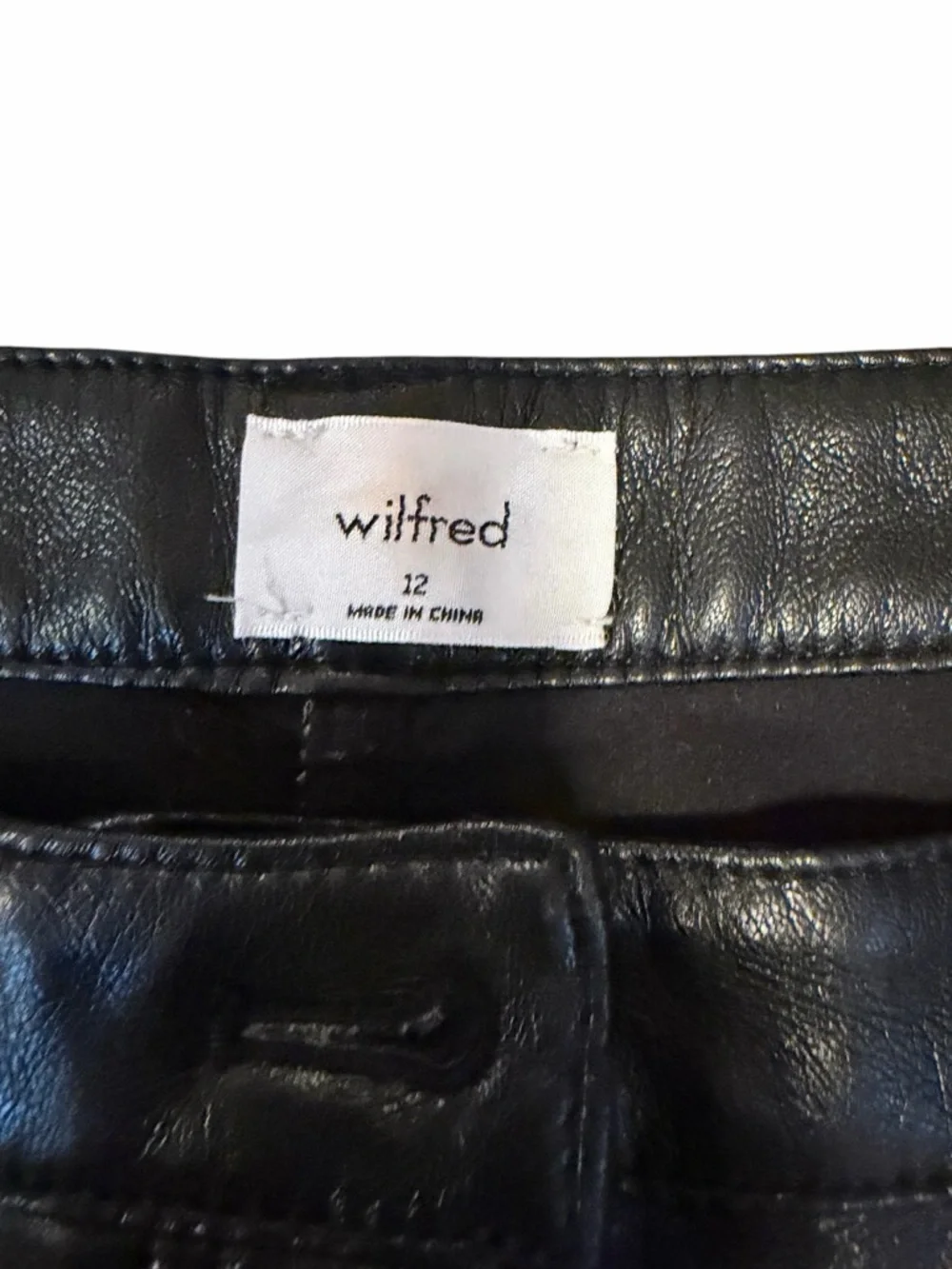 Wilfred The‎ Melina Pant Faux Leather Black Aritzia Women’s Size 12 Straight